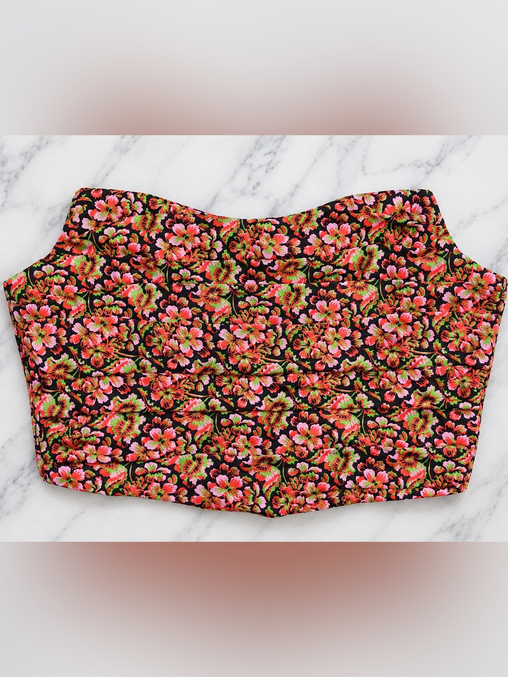 Zara Floral Corset Bustier Strapless Top Size S